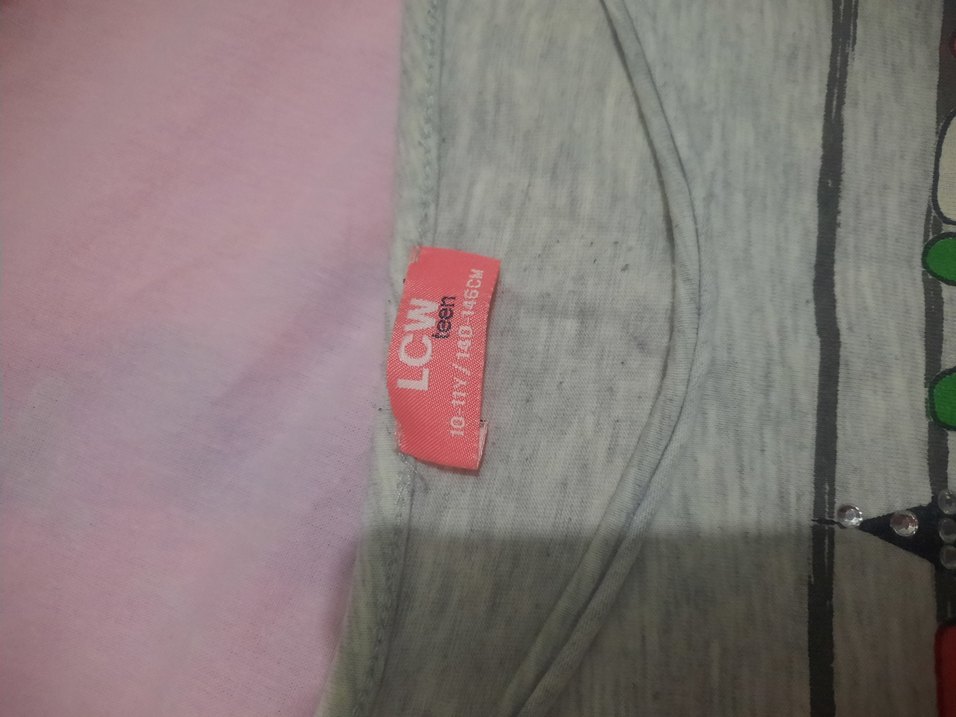 Gri Baskılı Kız Uzun Kollu Tişört - Görsel 2