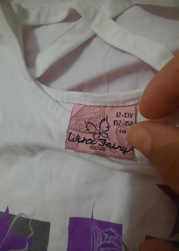 Beyaz Kız Çocuk Baskılı Kısa Kollu Tişört - Görsel 2