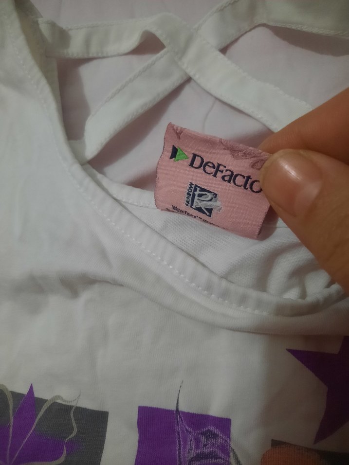 Beyaz Kız Çocuk Baskılı Kısa Kollu Tişört - Görsel 3