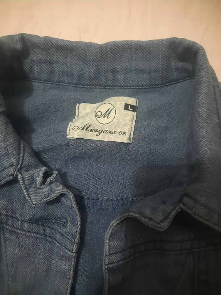 Kadın Mavi Düğmeli Denim Ceket - Görsel 2