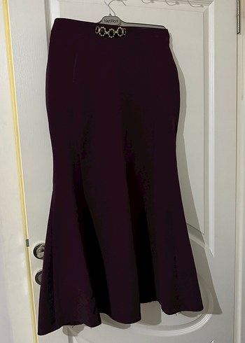 Bordo Drapeli Uzun Kadın Etek - Görsel 2