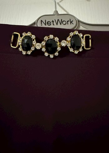 Bordo Drapeli Uzun Kadın Etek - Görsel 4