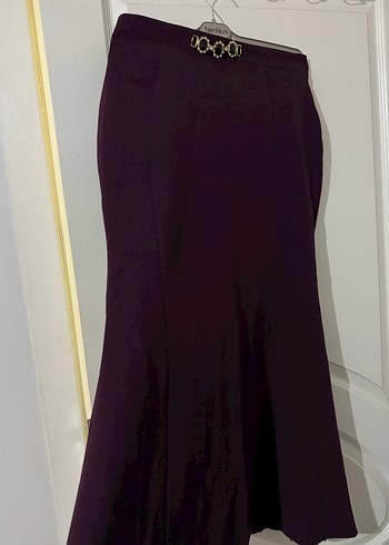 Bordo Drapeli Uzun Kadın Etek - Görsel 5