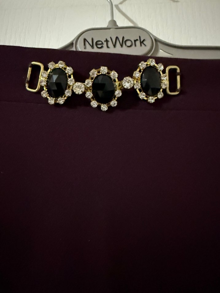 Bordo Drapeli Uzun Kadın Etek - Görsel 4