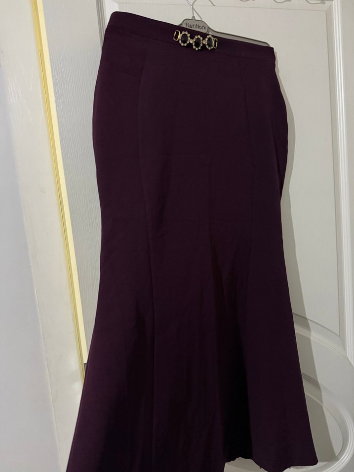 Bordo Drapeli Uzun Kadın Etek - Görsel 5