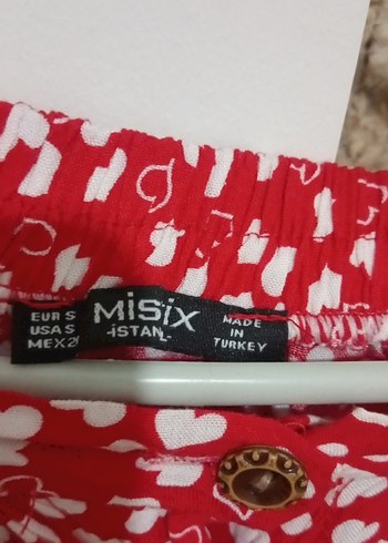 Düğmeli Kırmızı Mini Hamile Eteği - Görsel 2