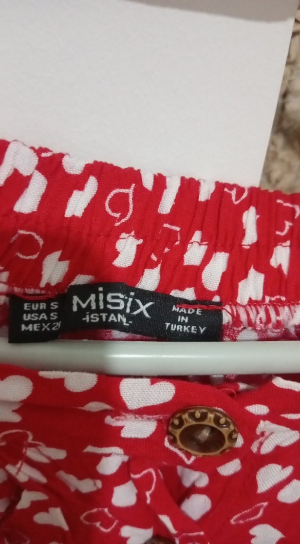 Düğmeli Kırmızı Mini Hamile Eteği - Görsel 2