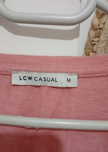 Pembe Keten Kadın Tişört, Kısa Kollu, Salaş - Görsel 2