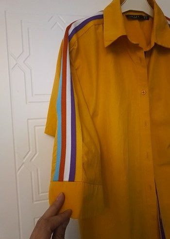 m Beden sarı Renk Sarı Yarım Kollu Kadın Gömlek ve ya mevsimlik ceket%100 cotton