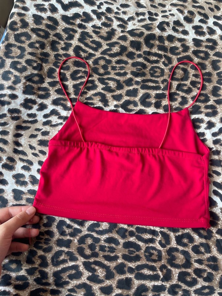 Kırmızı İnce Askılı Crop - Görsel 2