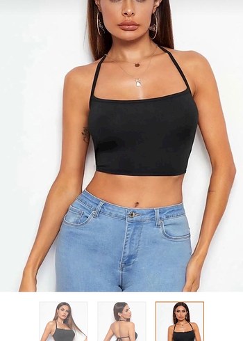 Siyah Sırt Bağlamalı Bluz - Görsel 3