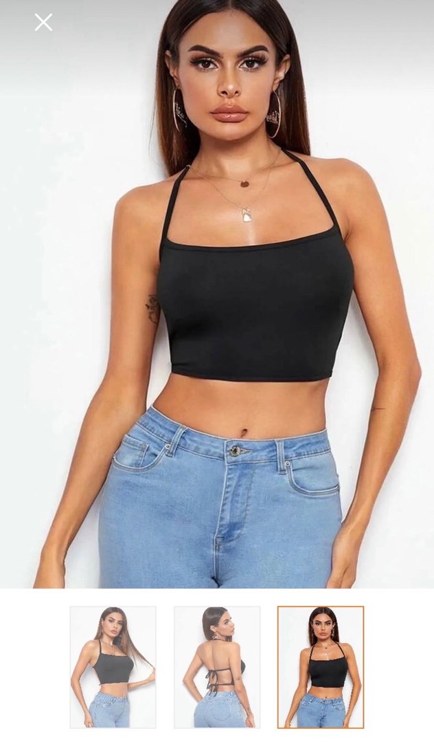 Siyah Sırt Bağlamalı Bluz - Görsel 3