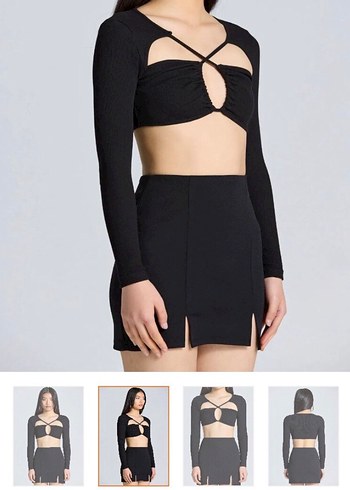 Trendyol & Milla Siyah Strappy V Yaka Gotik Bluz