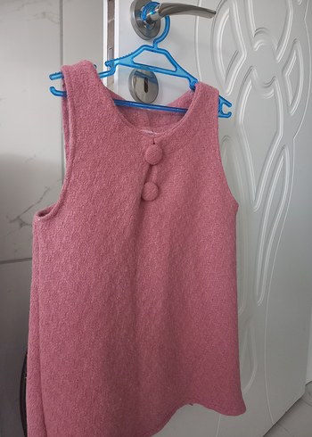 Kız Çocuk Pembe Düğmeli Triko Yelek - Görsel 3