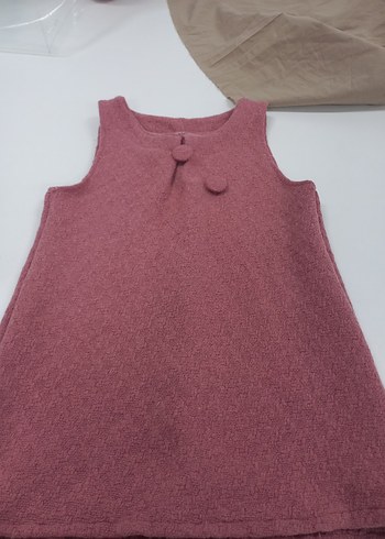 Kız Çocuk Pembe Düğmeli Triko Yelek - Görsel 2