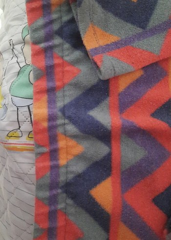 Renkli Bohem Desenli Fermuarlı Polar - Görsel 4