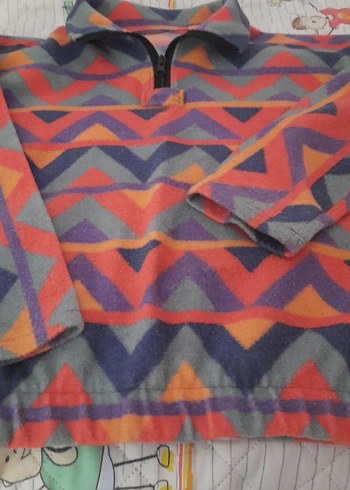 Renkli Bohem Desenli Fermuarlı Polar - Görsel 2