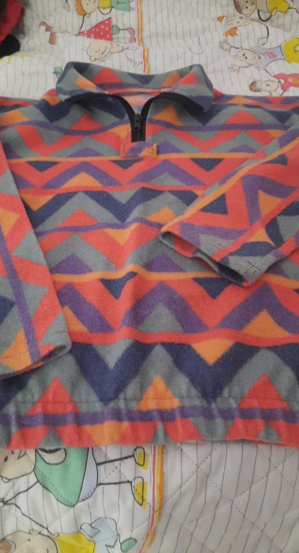 Renkli Bohem Desenli Fermuarlı Polar - Görsel 2