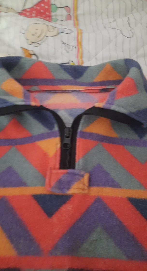 Renkli Bohem Desenli Fermuarlı Polar - Görsel 3