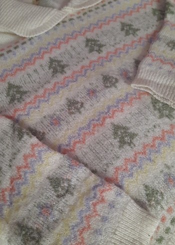 Beyaz Bohem Desenli çocuk Triko Kazak - Görsel 2