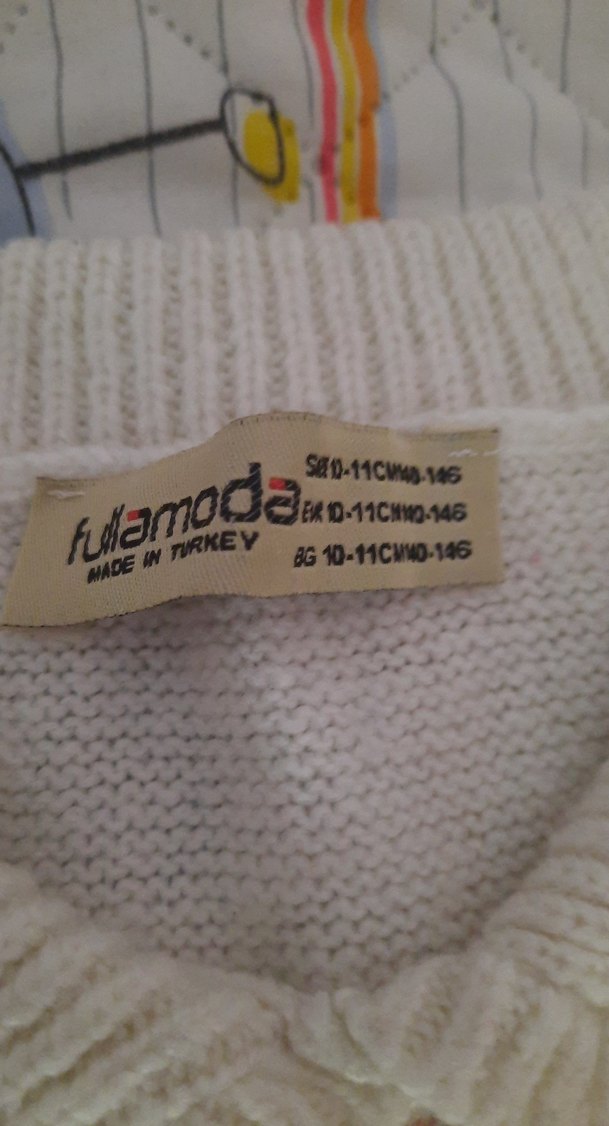 Beyaz Bohem Desenli çocuk Triko Kazak - Görsel 5