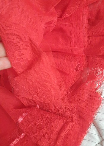 Kız Çocuk Kırmızı dantelli tütü - Görsel 3