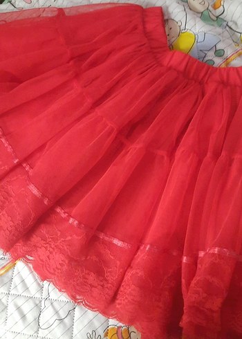 Kız Çocuk Kırmızı dantelli tütü - Görsel 4
