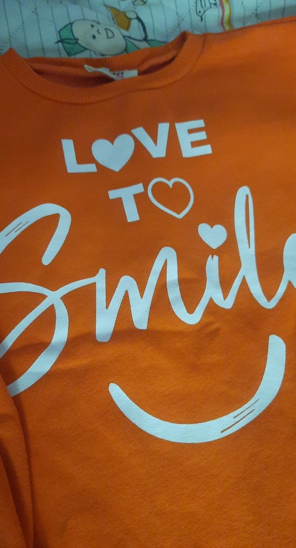 Kız Çocuk Turuncu Sweatshirt Volanlı Kol - Görsel 5