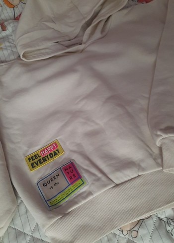 Defacto Kapüşonlu krem Sweatshirt - Görsel 5