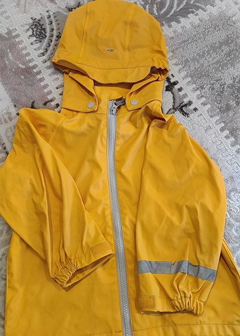 Erkek Parlak Sarı Fermuarlı Yağmurluk - Görsel 4