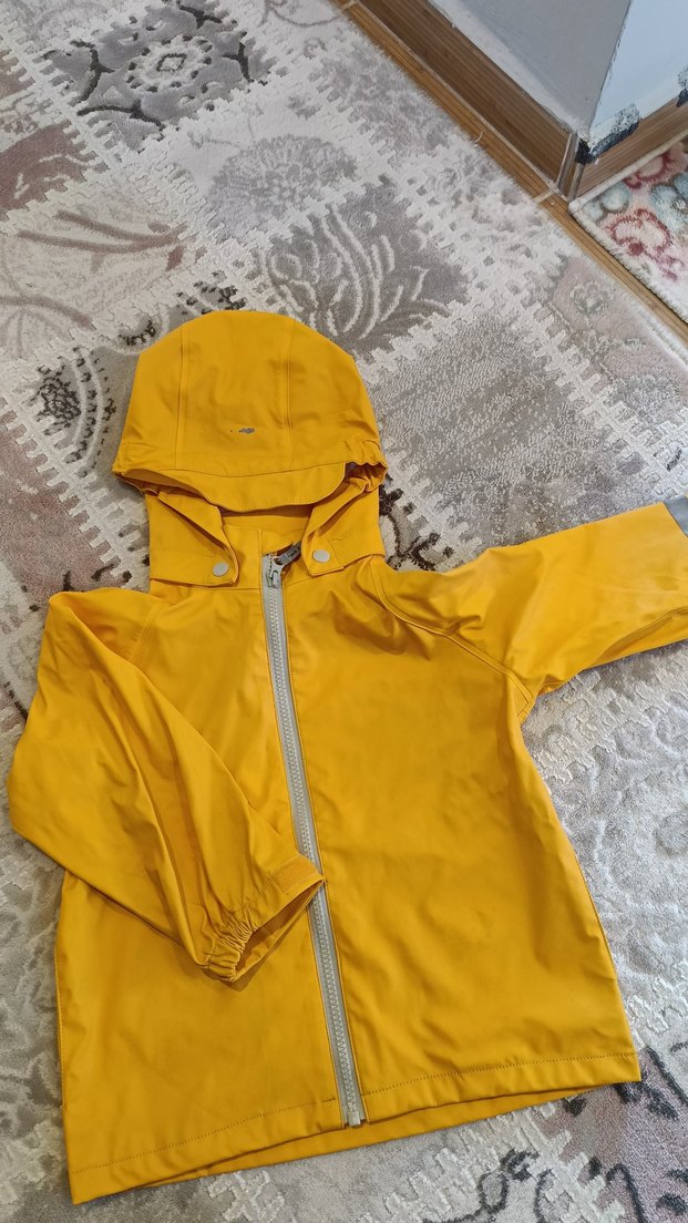 Erkek Parlak Sarı Fermuarlı Yağmurluk - Görsel 3