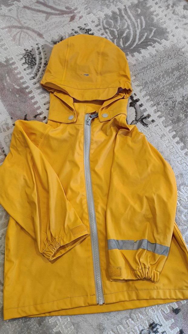 Erkek Parlak Sarı Fermuarlı Yağmurluk - Görsel 4