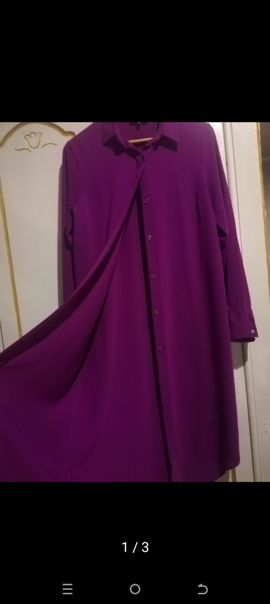 Uzun Kollu Mor V Yaka Düğmeli Kadın Gömlek - Görsel 3