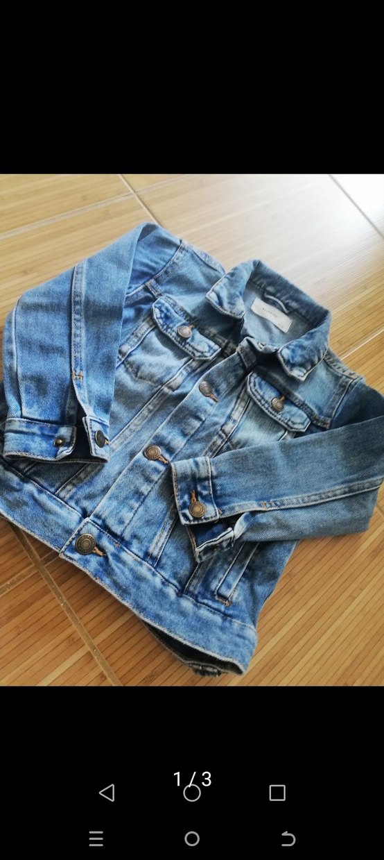 Düğmeli Mavi Kısa Kollu Kot Ceket - Görsel 2