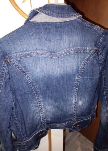 Düğmeli Mavi Kadın Kot Ceket - Görsel 3