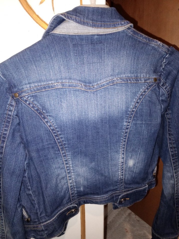 Düğmeli Mavi Kadın Kot Ceket - Görsel 3