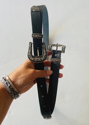 Diğer Vintage Siyah Deri Kadın Kemer
