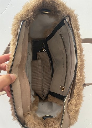 Beden camel Renk Bej pelüş Kadın Omuz Çantası