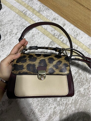 accessorize leoparlı bordo çanta