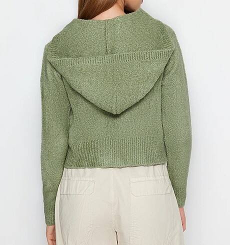 l Beden yeşil Renk mint yeşil buklet triko ceket crop