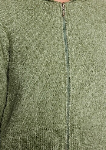 l Beden mint yeşil buklet triko ceket crop