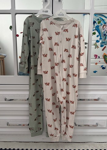 3 Yaş Beden H&M 2'li Pamuklu Tulum Pijama