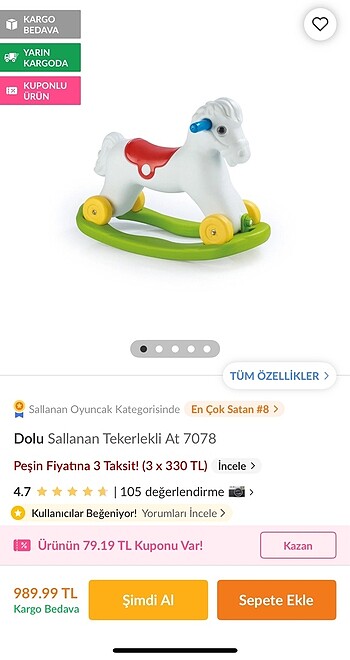 Dolu Sallanan Tekerlekli At