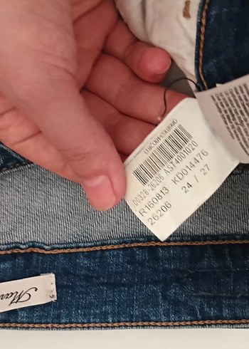 xs Beden mavi Renk Boncuk Detaylı Mavi Kadın Kot Pantolon