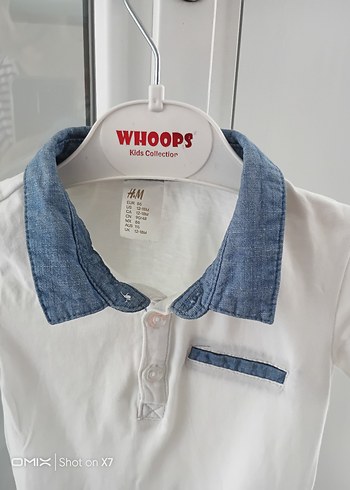 h&m Kısa Kollu Beyaz Kot Yakalı Bebek Body - Görsel 2