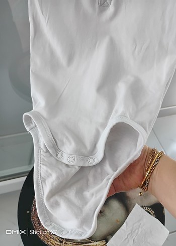 h&m Kısa Kollu Beyaz Kot Yakalı Bebek Body - Görsel 4