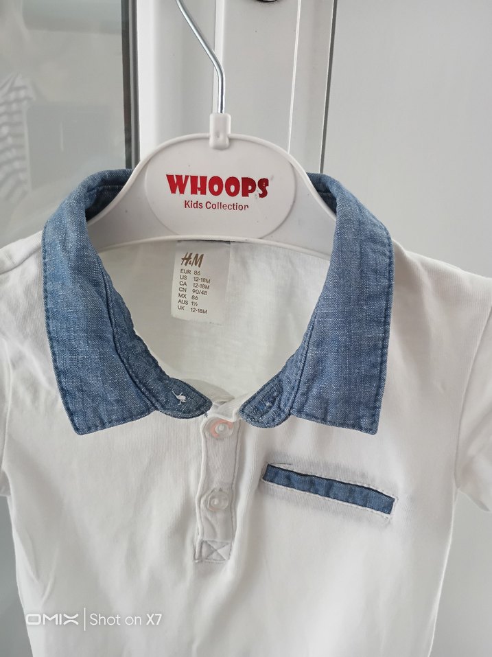 h&m Kısa Kollu Beyaz Kot Yakalı Bebek Body - Görsel 2