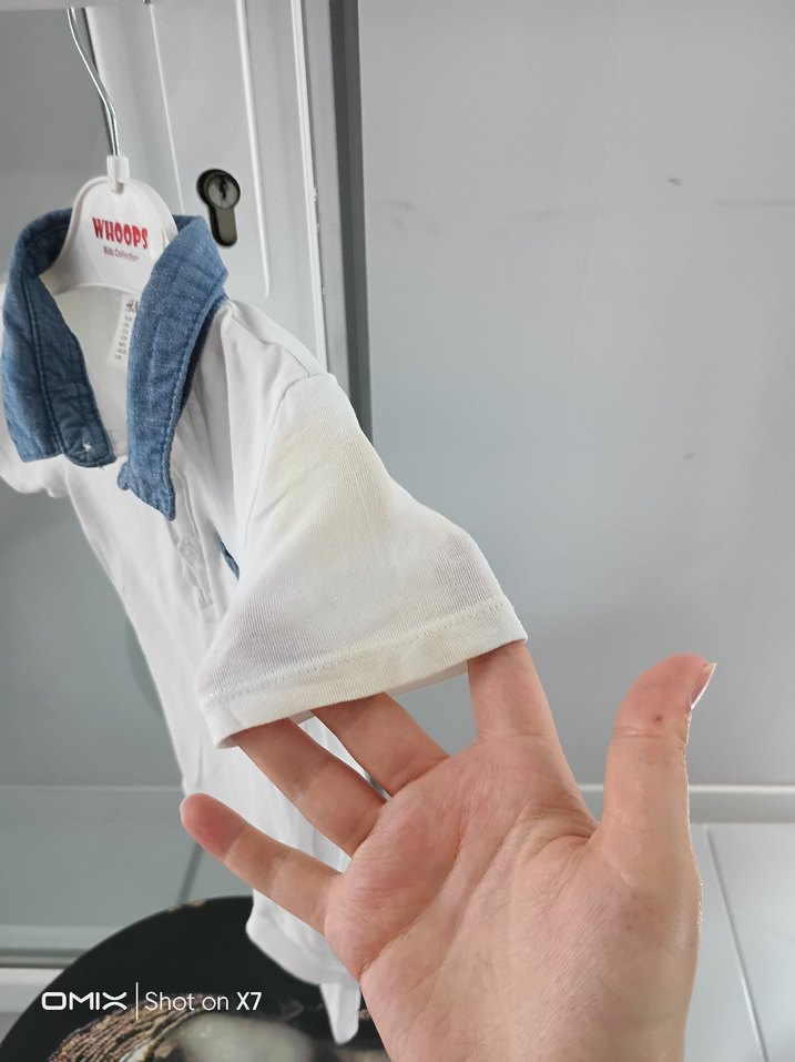 h&m Kısa Kollu Beyaz Kot Yakalı Bebek Body - Görsel 3