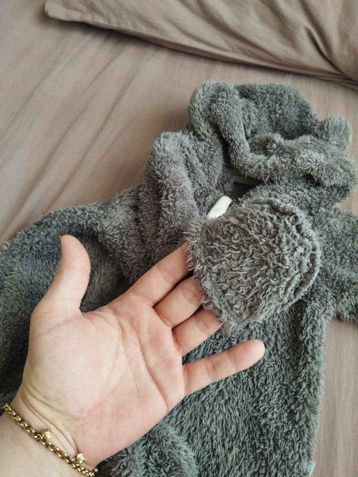 Gri Erkek Bebek Peluş Tulumu - Görsel 4