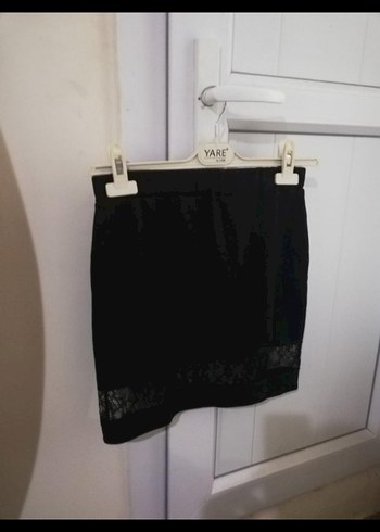 38 Beden Dantelli Siyah Mini Etek
